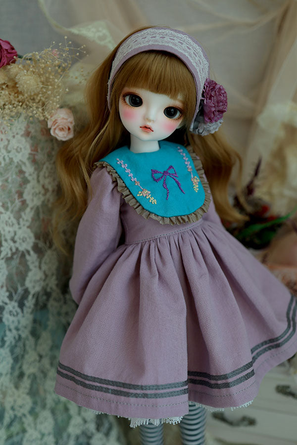 NS-248 Mint Collar Embroidery Dress -Purple | Preorder | OUTFIT