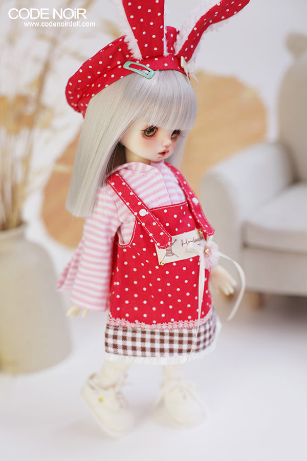 CYD000145 Red Polka Dot Bunny Girl (Pink Striped Hoodie) [Limited Time] | OUTFIT