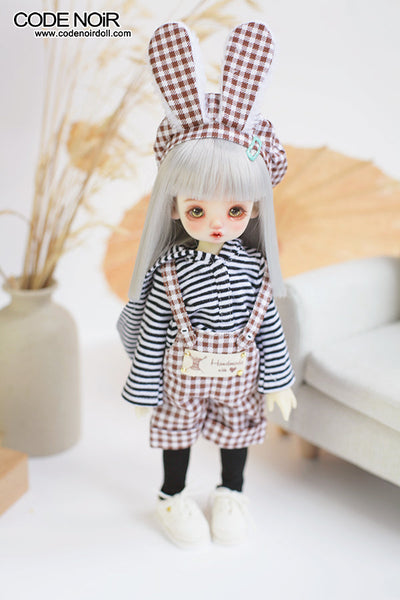 CYD000144 Brown Checker Bunny Boy (Black Striped Hoodie) [Limited Time] | OUTFIT