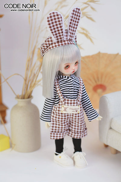 CYD000144 Brown Checker Bunny Boy (Black Striped Hoodie) [Limited Time] | OUTFIT