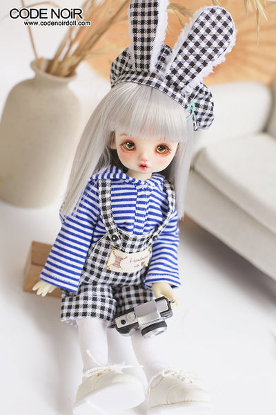 CYD000143 Black Checker Bunny Boy (Blue Striped Hoodie) [Limited Time] | Preorder | OUTFIT