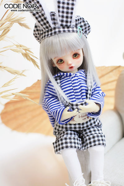 CYD000143 Black Checker Bunny Boy (Blue Striped Hoodie) [Limited Time] | Preorder | OUTFIT