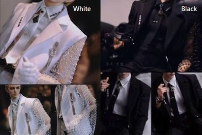 Blooming Flower White Suit Set (Black Shirt): SSDF [Limited Time] | Preorder | OUTFIT