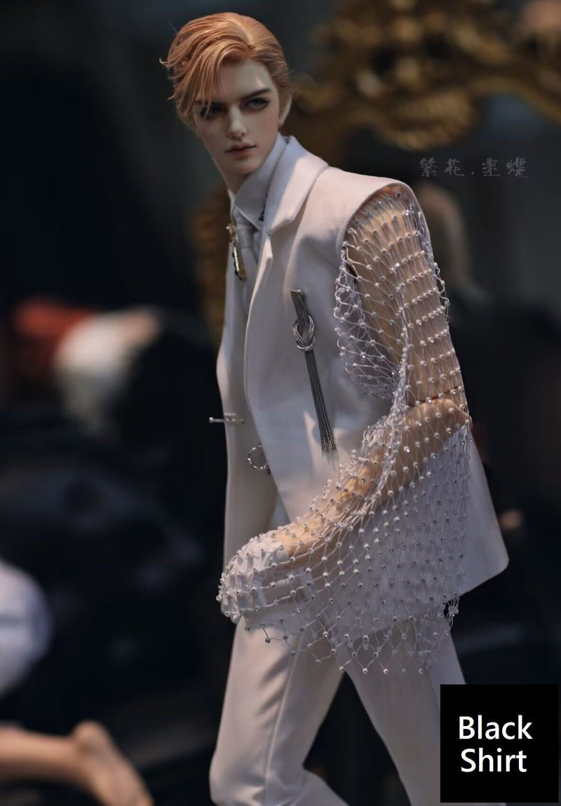 Blooming Flower White Mesh Suit Set (Black Shirt): SD13 [Limited Time] | Preorder | OUTFIT