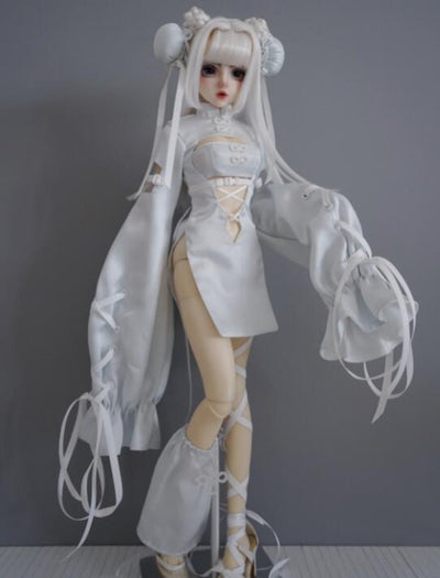 Ribbon Chinese dress (white) [SD/DD size] | Item in Stock | OUTFIT