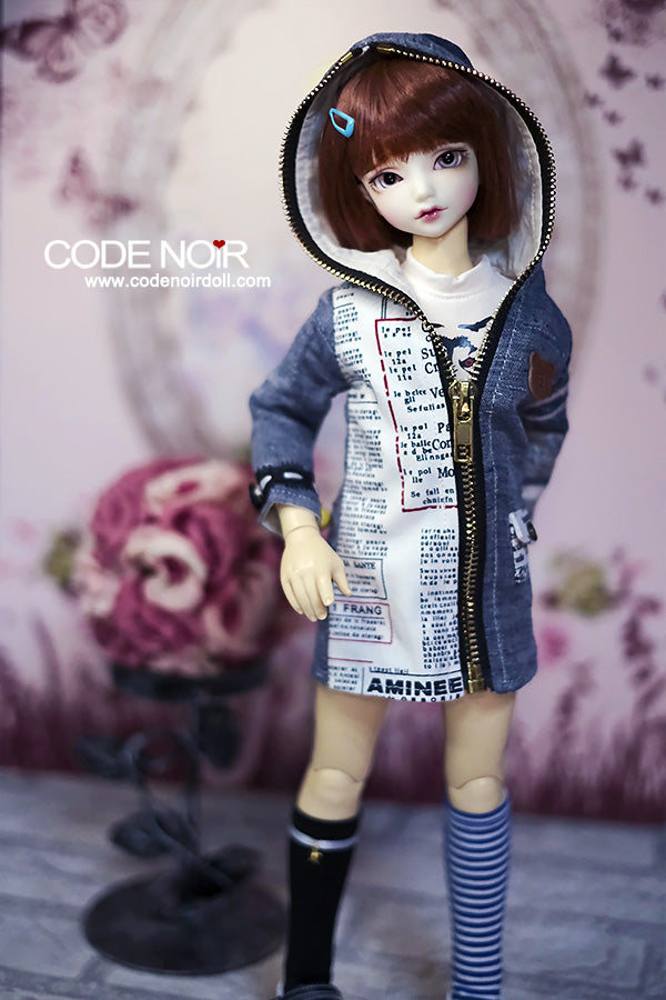 CMD000229 Denim Blue Full Zip Hoodie | Preorder | OUTFIT