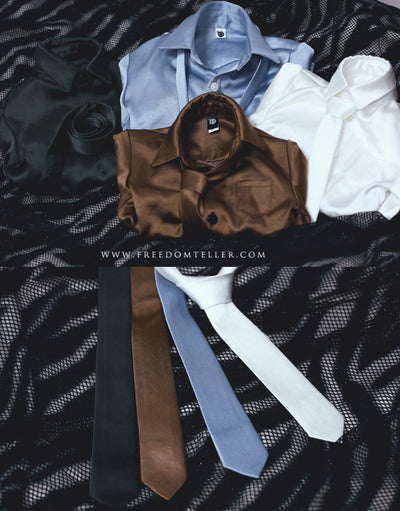 Dress Shirts + Necktie (Silky) Brick Brown: 70cm Slim [Limited Time] | Preorder | OUTFIT