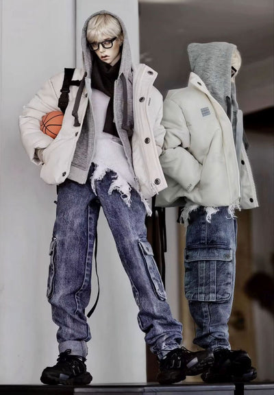 Hip-Hop Casual Jeans Light Blue: LOONG73,70,SSDF [Limited Time] | Preorder | OUTFIT