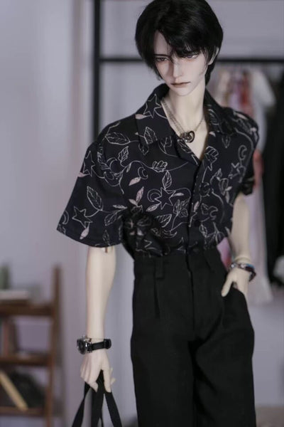 Summer short sleeved floral shirts Black gray [Limited time] | Preorder | OUTFIT