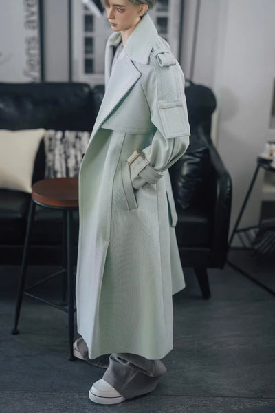 Long Trench Coat Mustard Green: ID75 [Limited time] | PREORDER | OUTFIT