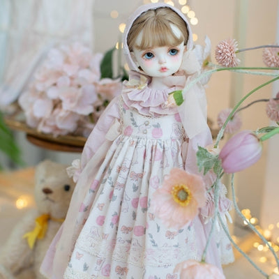 Caroline Dress (for MSD) - Cream Dress + Pink Apron  | Preorder | OUTFIT