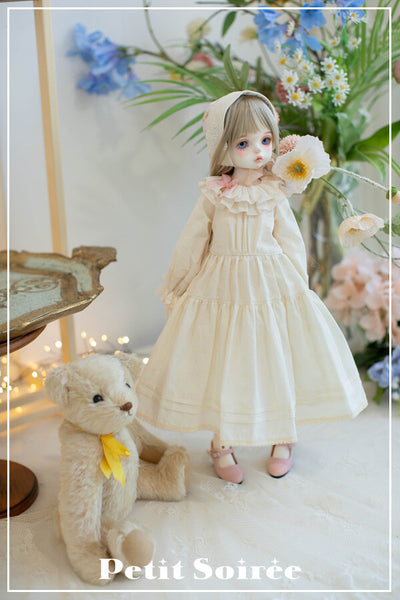 Caroline Dress (for MSD) - Cream Dress + Pink Apron  | Preorder | OUTFIT