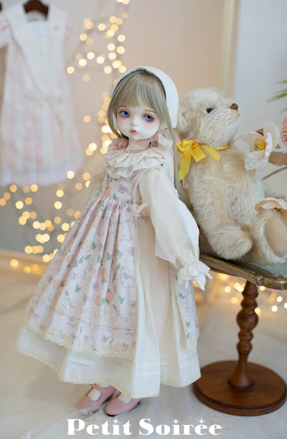 Caroline Dress (for MSD) - Cream Dress + Pink Apron  | Preorder | OUTFIT