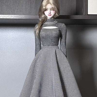 Open Top - Gray + Asymmetrical Black Skirt (Fits 40cm) | Item in Stock | OUTFIT
