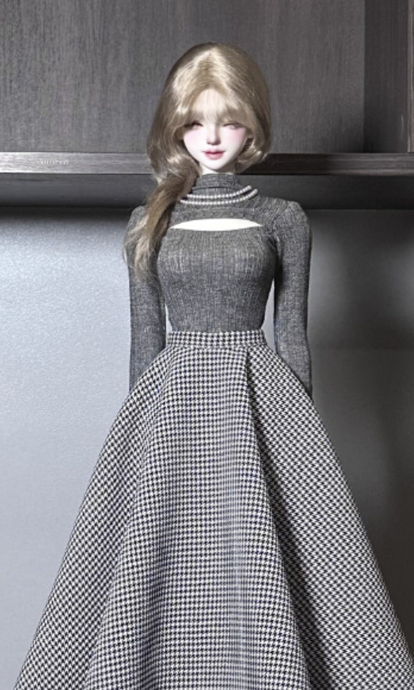 Open Top - Gray + Asymmetrical Black Skirt (Fits 40cm) | Item in Stock | OUTFIT