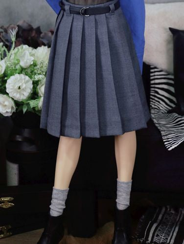 Pleats Skirt (low&mid) 64cm melange grey: 64cm | Preorder | OUTFIT