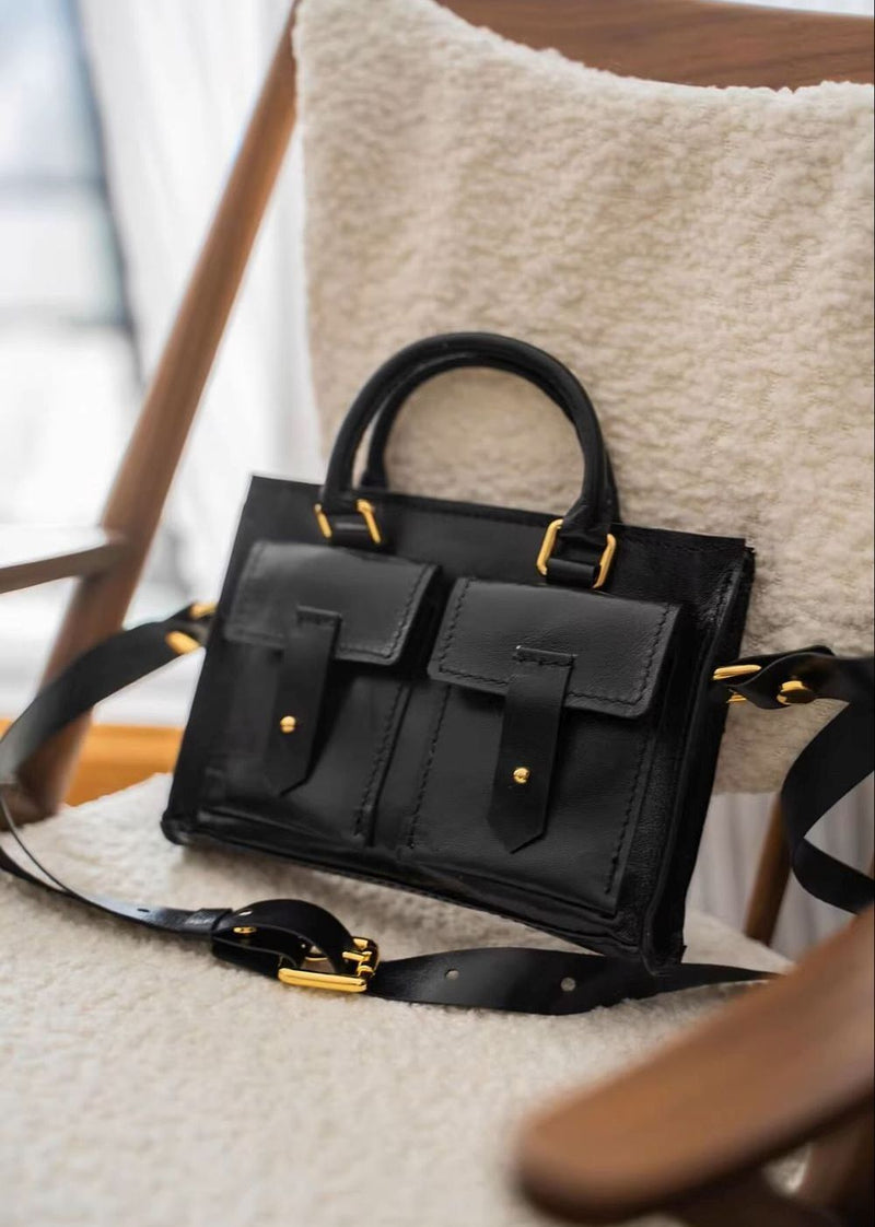 Genuine Leather Oxford Bag: Bright Black [Limited Time Offer] | PREORDER | ACCESSORIES