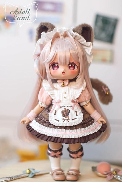 Neko Café Set Raspberry Chocolate + Headband + Tail: 23cm (8-9inch) [Limited time discount] | PREORDER | OUTFIT