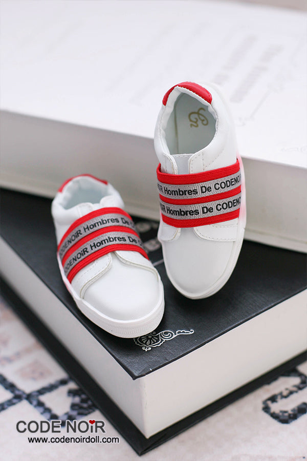 CBS000041 White Casual Shoes (Red Strap) [Limited Time]  | Preorder | SHOES