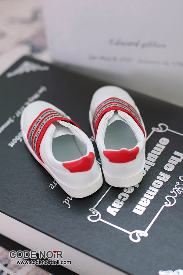 CBS000041 White Casual Shoes (Red Strap) [Limited Time]  | Preorder | SHOES