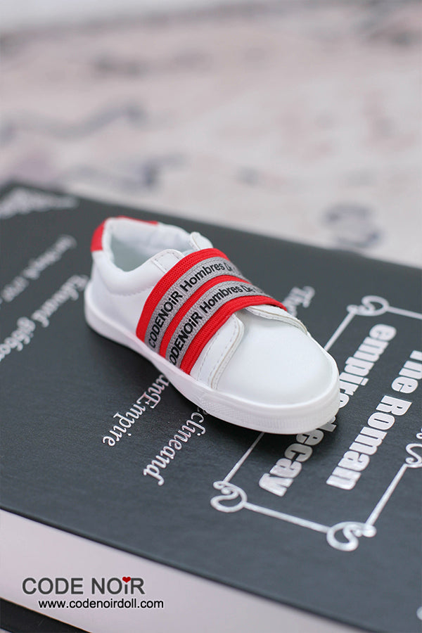 CBS000041 White Casual Shoes (Red Strap) [Limited Time]  | Preorder | SHOES