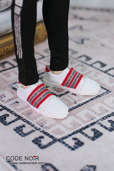 CBS000041 White Casual Shoes (Red Strap) [Limited Time]  | Preorder | SHOES