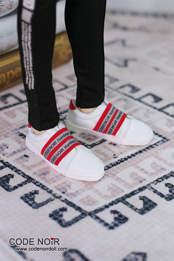 CBS000041 White Casual Shoes (Red Strap) [Limited Time]  | Preorder | SHOES