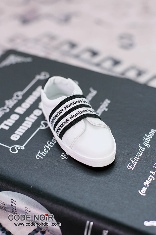 CBS000039 White Casual Shoes (Black Strap) [Limited Time]  | Preorder | SHOES