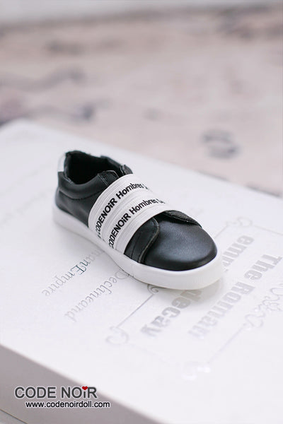 CBS000038 Black Casual Shoes (White Strap) [Limited Time]  | Preorder | SHOES