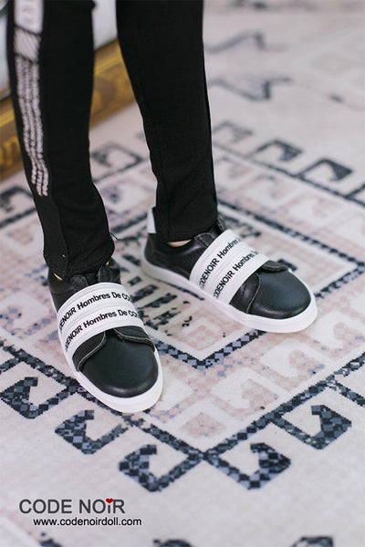 CBS000038 Black Casual Shoes (White Strap) [Limited Time]  | Preorder | SHOES