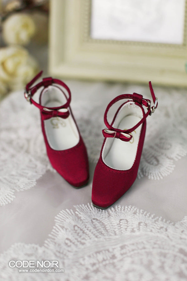 MS000145 Wine Red Silk Ribbon Heels [Limited Time] | Preorder | SHOES