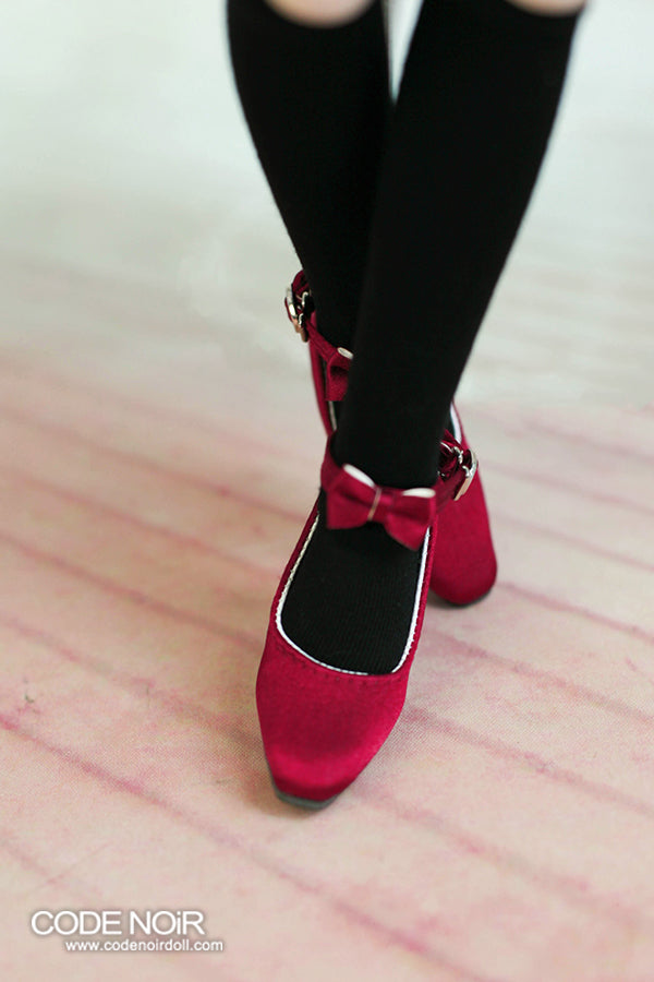 MS000145 Wine Red Silk Ribbon Heels [Limited Time] | Preorder | SHOES