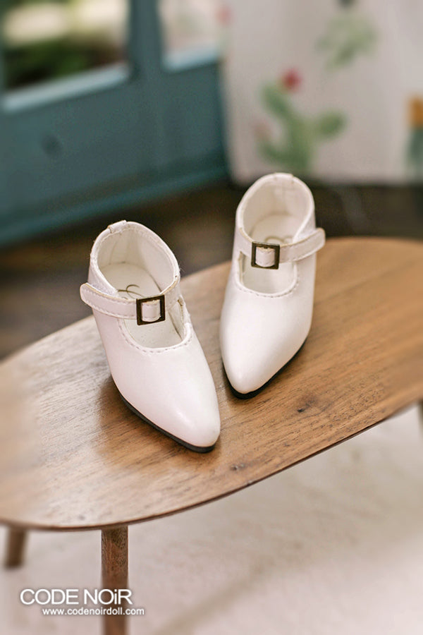 CMS000147 White Pointy Buckle Shoes [Limited Time]  | Preorder | SHOES