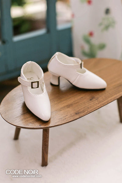 CMS000147 White Pointy Buckle Shoes [Limited Time]  | Preorder | SHOES