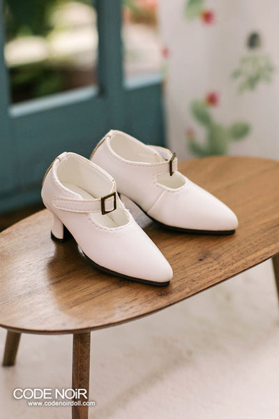 CMS000147 White Pointy Buckle Shoes [Limited Time]  | Preorder | SHOES