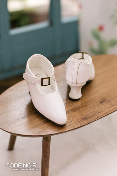 CMS000147 White Pointy Buckle Shoes [Limited Time]  | Preorder | SHOES