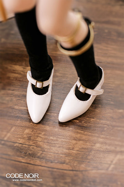 CMS000147 White Pointy Buckle Shoes [Limited Time]  | Preorder | SHOES