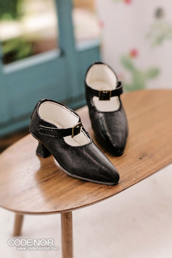 CMS000148 Black Pointy Buckle Shoes [Limited Time]  | Preorder | SHOES