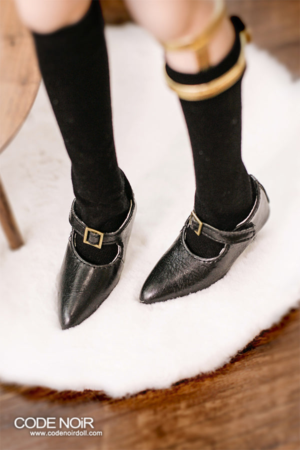 CMS000148 Black Pointy Buckle Shoes [Limited Time]  | Preorder | SHOES