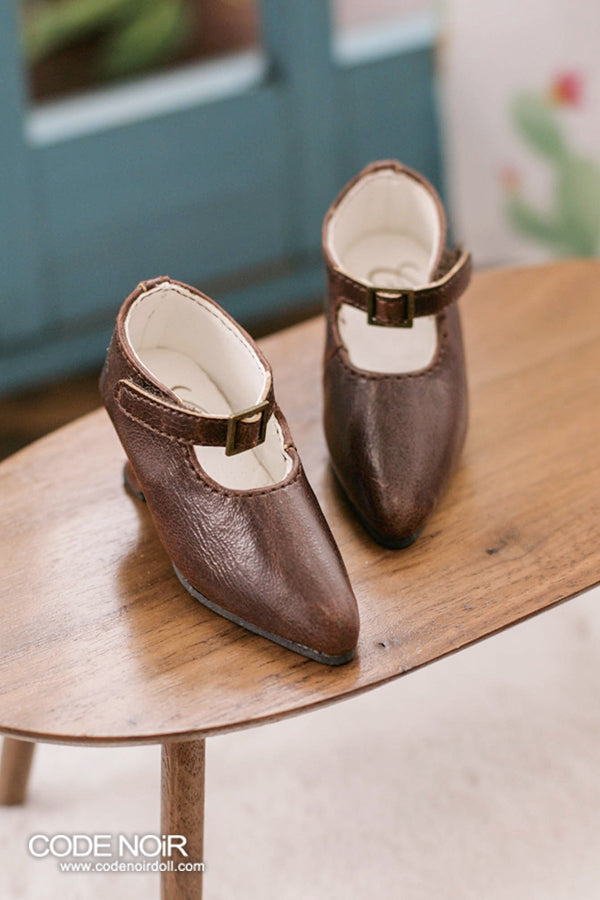 CMS000149 Brown Pointy Buckle Shoes | Preorder | SHOES