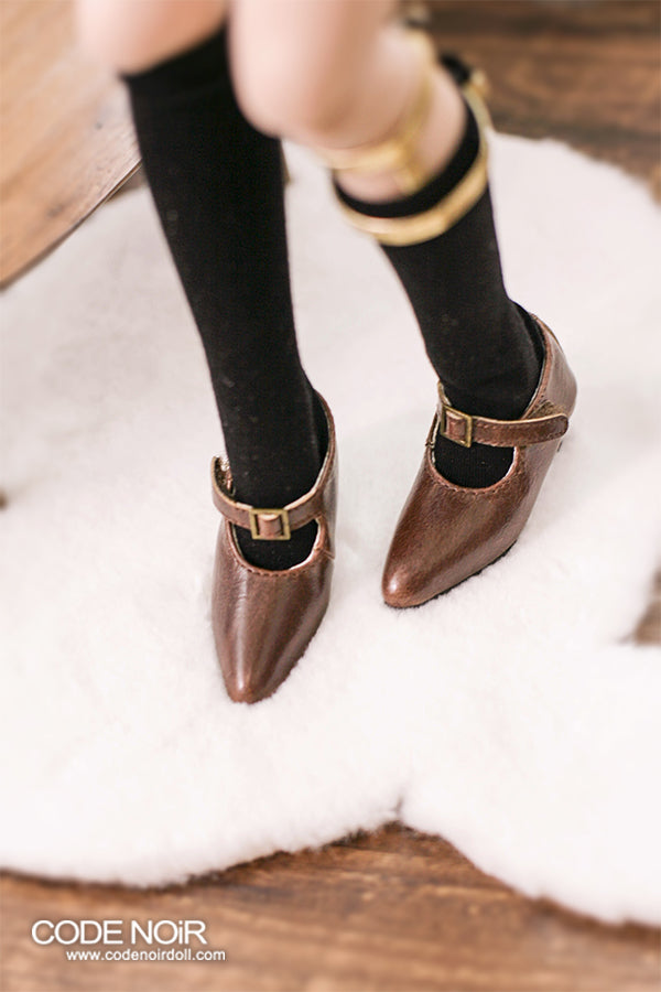 CMS000149 Brown Pointy Buckle Shoes | Preorder | SHOES