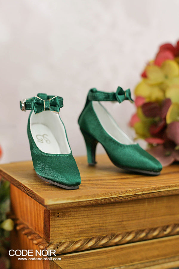CMS000159 Emerald Silk Ribbon Heels [Limited Time] | Preorder | SHOES