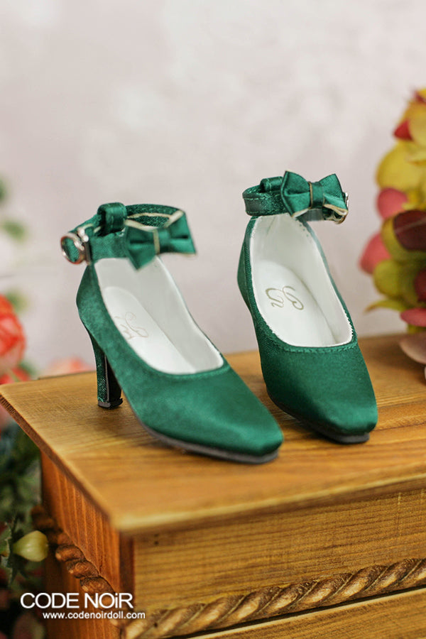 CMS000159 Emerald Silk Ribbon Heels [Limited Time] | Preorder | SHOES