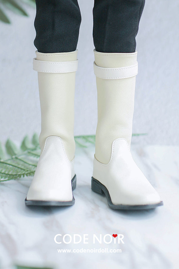 CBS000031 White Two Tone Riding Boots [Limited Time] | Preorder | SHOES