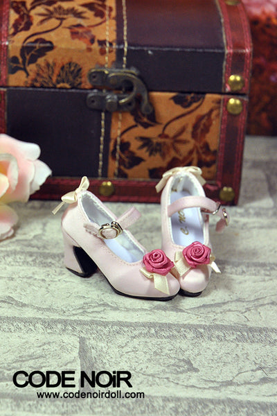 CMS000162 Pink Flower Silk Mary Jane Heels [Limited Time] | Preorder | SHOES