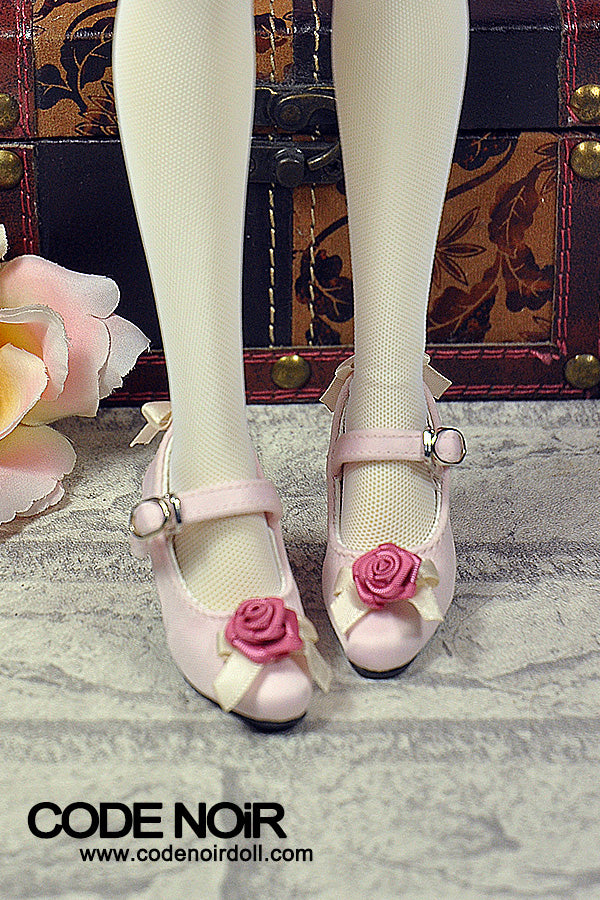 CMS000162 Pink Flower Silk Mary Jane Heels [Limited Time] | Preorder | SHOES