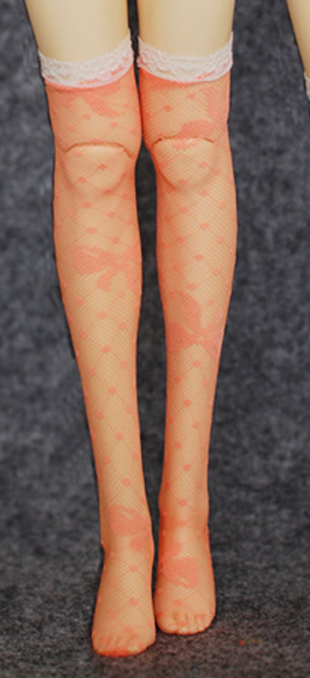 Ribbon dot knee Socks salmon Pink 40cm | Item in Stock | OUTFIT