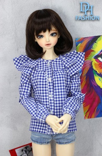 LA000357B Shirt with Blue and White Plaid | Preorder | OUTFIT