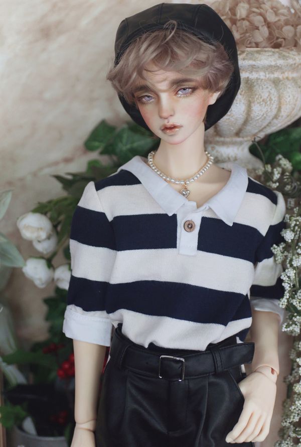 Wide Stripe T (w/collar) -Dark Navy/ DD | Preorder | OUTFIT