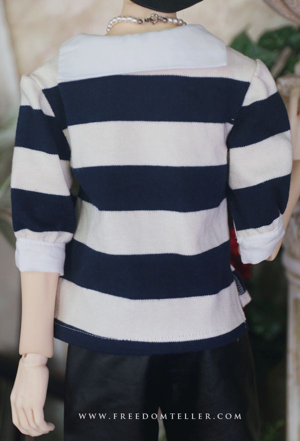 Wide Stripe T (w/collar) -Dark Navy/ 70cm | Preorder | OUTFIT